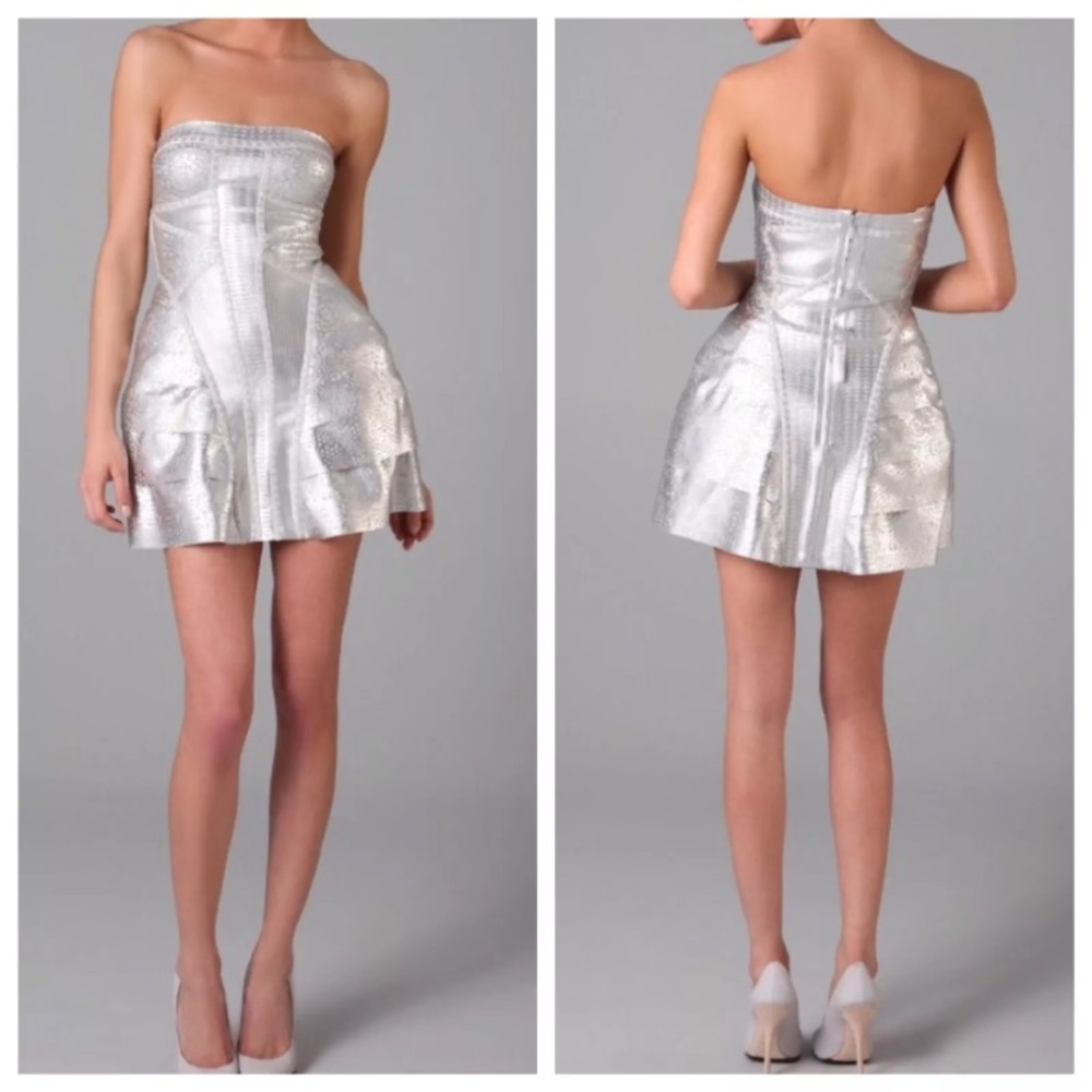 *SOLD*HL Silver Tiered Strapless Dress- XS